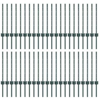 vidaXL Postes De Cerca Verdes 44 Pcs Verde Metal Vidaxl