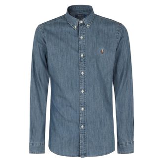Polo Ralph Lauren Heren, Overhemden, Blauw, Maat: XL Denim