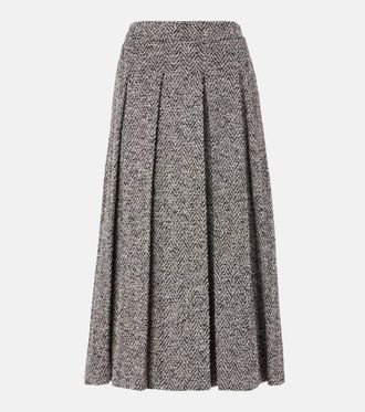Max Mara Gallo cotton and wool-blend midi skirt