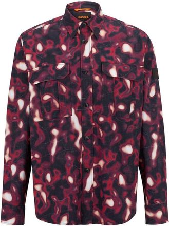 HUGO BOSS Heren Abstract Shirt Met Lange Mouwen (Medium Roze)