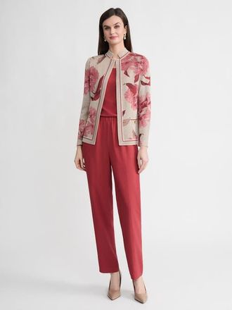Misook Floral Jacquard Flat Knit Jacket in Honeysuckle/russet/charmeuse at Nordstrom, Size Xx-Large