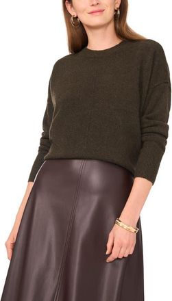 Vince Camuto Exposed Seam Crewneck Sweater in Dark Olive at Nordstrom, Size X-Small