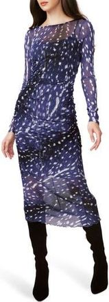 Diane Von F&uuml;rstenberg Oslo Long Sleeve Dress in Fawn Perfect Navy at Nordstrom Rack, Size Xx-Small