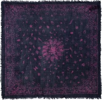 Zadig&Voltaire Sciarpa Nuage con frange e stampa bandana - Blu