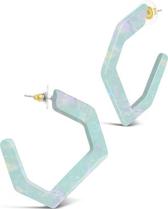 Sterling Forever Resin Hex Hoops