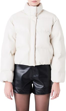 Grey Lab Crop Puffer Jacket in Cream at Nordstrom, Size X-Small