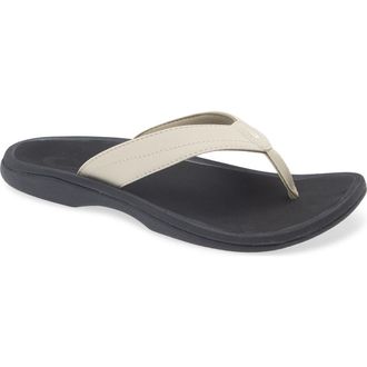 Olukai Ohana Flip Flop in Ecru /Black at Nordstrom, Size 10