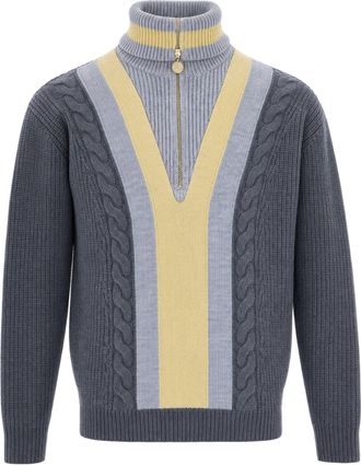 Dr&ocirc;le de Monsieur Grey Cable Knit Half-Zip Sweater