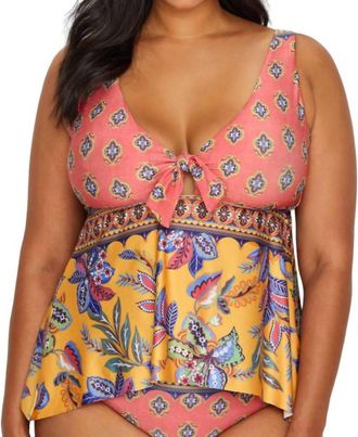 BECCA by Rebecca Virtue Etc. Tapestry Bloom Tie Front Tankini In Multi