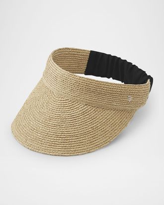 Helen Kaminski Medea Classic Straw & Ribbon Visor