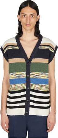 Soulland Gestreepte Mouwloze Vest - Heren - Spencers - Veelkleurig - L - Truien & Vesten