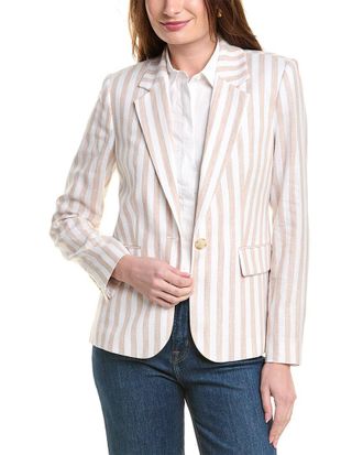 Elie Tahari The Helena Striped Linen-Blend Blazer