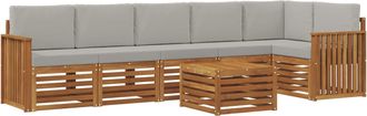 vidaXL Conjunto De Sof&aacute;s De Exterior 7 Uds. Gris Natural Y Claro Vidaxl