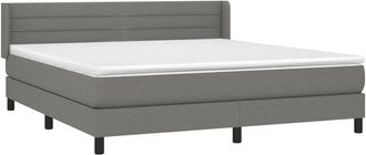 vidaXL Cama Box Spring Con Colch&oacute;n Tela Gris Oscuro 180x200 Cm Vidaxl