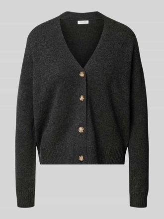 Christian Berg Strickjacke mit Knopfleiste in Anthrazit Melange, Größe XXL