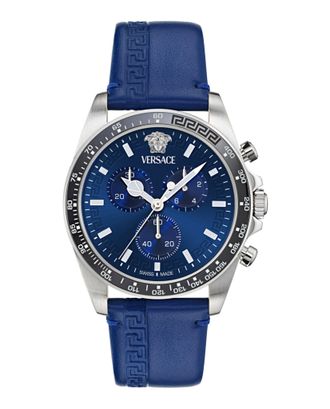 Versace Greca Chrono Wave Leather Watch