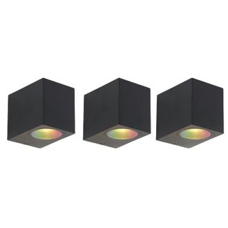 QAZQA Moderno Juego De 3 Apliques Inteligentes Negros Gu10 50mm Ip44 - Baleno Acero Inoxidable Cuadrada Adecuado Para Led Max. 3 X 4.7 Watt - Qazqa