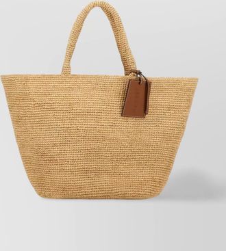 Maneb&igrave; rectangular woven basket bag with dual handles