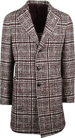 Lubiam Beige-Bordeaux Wool-Blend Coat