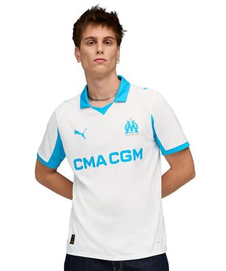 Puma Mens Olympique Marseille Home Shirt 2025 2026 Adults White/Blue L