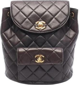 Chanel Pre-owned Matelasse Lamsleer Rugzak - Dames - Vintage Rugzakken - Zwart - ONE Size - Leer - Vintage