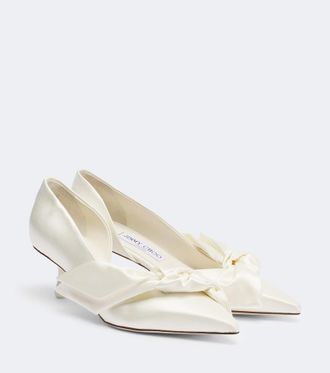 Jimmy Choo London Issy bow-detail satin pumps