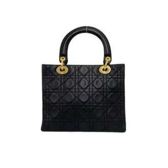 Dior Pre-owned Lady Dior Leder 2way Tas - Dames - Pre-owned - Zwart - Maat: ONE Size Leer