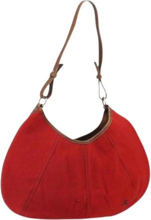 Burberry Pre-owned Shoulder Bags, female, Red, Size: ONE SIZE Pre-owned Vintage Canvas Shoulder Bag