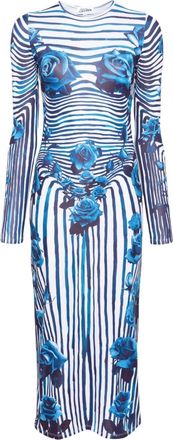 Jean Paul Gaultier Flower Body Morphing midi dress - women - Elastane/Polyester - S - White