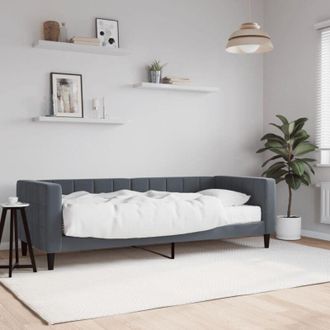 vidaXL Sof&aacute; Cama Con Colch&oacute;n Terciopelo Gris Oscuro 80x200 Cm Vidaxl