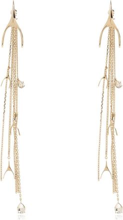 Alexander McQueen Wishbone Crystal-Embellished Drop Earrings - Dames - Oorbellen - Geel - ONE Size - Accessoires