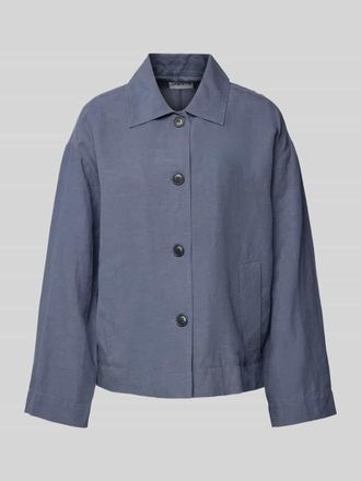 Jake*s Casual Loose Fit Hemdbluse aus Lyocell-Leinen-Mix in Jeansblau, Gr&ouml;&szlig;e L