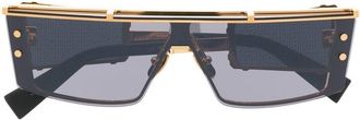 Balmain Wonderboy III rectangle-frame sunglasses - unisex - Titanium/Nylon - One Size - Black