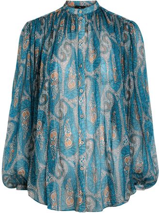 Etro Patterned Silk Blouse - Blue - 44 (UK12 / M)