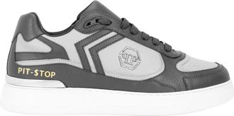 Philipp Plein Schoenen, unisex, Grijs, 41 EU, Leer, Pit-$Top Lage Sneakers