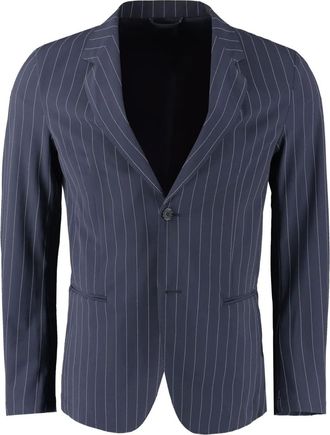 THE (ALPHABET) Blazer monopetto a righe - Blu