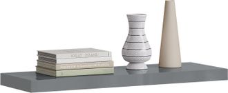 Woltu Woltu - Estante De Pared Con Soporte Met&aacute;lico Invisible, Gris Brillante 110x22,9x3,8 Cm