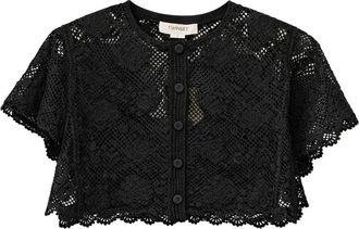 Twinset Floral Lace Short Jacket Top - Dames - Blouses - Zwart - M - Katoen - Overhemden