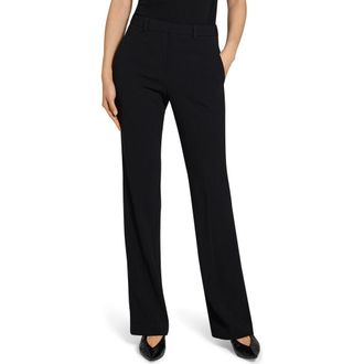 Theory Slim Fit Flare Trousers in Black at Nordstrom, Size 14