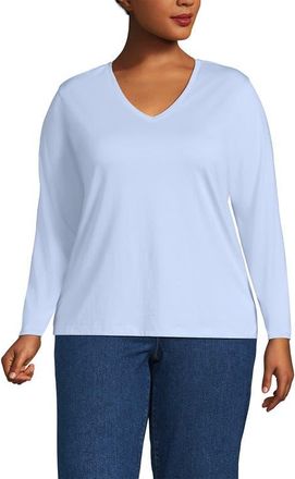 Lands End Supima Cotton Long Sleeve V-Neck T-Shirt in Clearlake Blue at Nordstrom, Size 2X