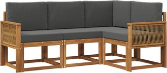 vidaXL Conjunto De Sof&aacute;s De Exterior 4 Uds. Natural Y Antracita Vidaxl