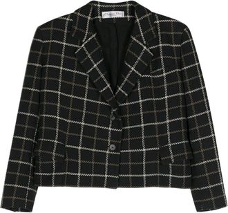 Dior 1990s check-pattern jacket - women - Cotton - 40 - Black