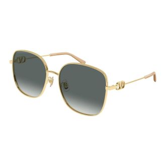 Valentino Sunglasses, female, Yellow, Size: 59 MM Geometric-frame Sunglasses