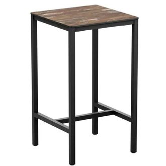 Netfurniture Belgravia Planked Vintage Wood Bar Height Table Black - 60 x 60cm | Size: 60 x 60 cm
