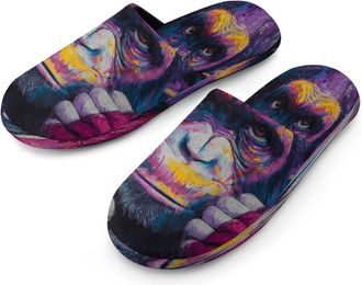 Generic Gorilla1 Boxing Mens Cozy Memory Foam Slippers Warm Cotton House Shoes Comfy Slipper for Indoor Outdoor