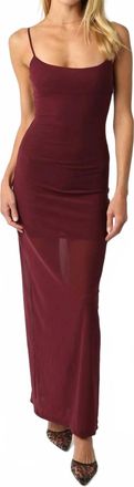 Olivaceous Noelle Mesh Dress In Burgundy