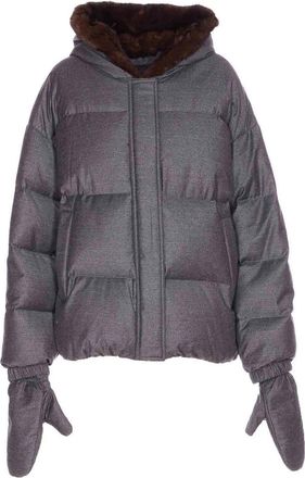 Yves Salomon Grey Doudoune Down Jacket