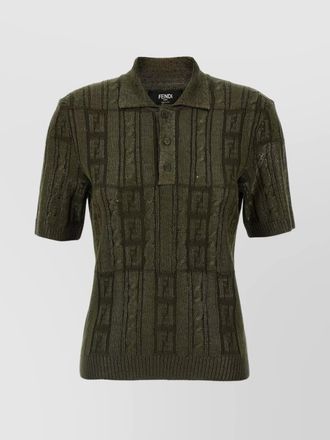 Fendi cable-knit wool polo shirt