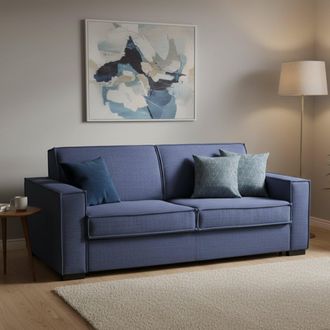 Dmora Sofa Cama Daad, Sof&aacute; De 3 Plazas, 100% Made In Italy, Sof&aacute; De Sal&oacute;n Con Apertura Giratoria, En Tela Acolchada, Con Reposabrazos Delgados, Cm 200x95h90