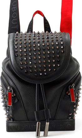 Christian Louboutin Black Red Color Leather Backpack (Pre-Owned)